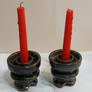 Set of Vintage Ceramic Insulator Candle Stick Holders-Industrial